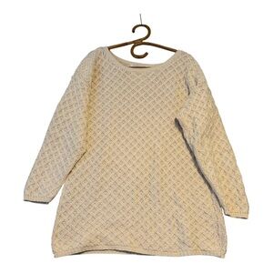 Vintage | Paris Sports Club | Cream Oversized Cable Knit Sweater Cotton‎ Size M